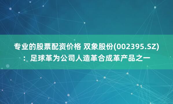 专业的股票配资价格 双象股份(002395.SZ)：足球革为公司人造革合成革产品之一